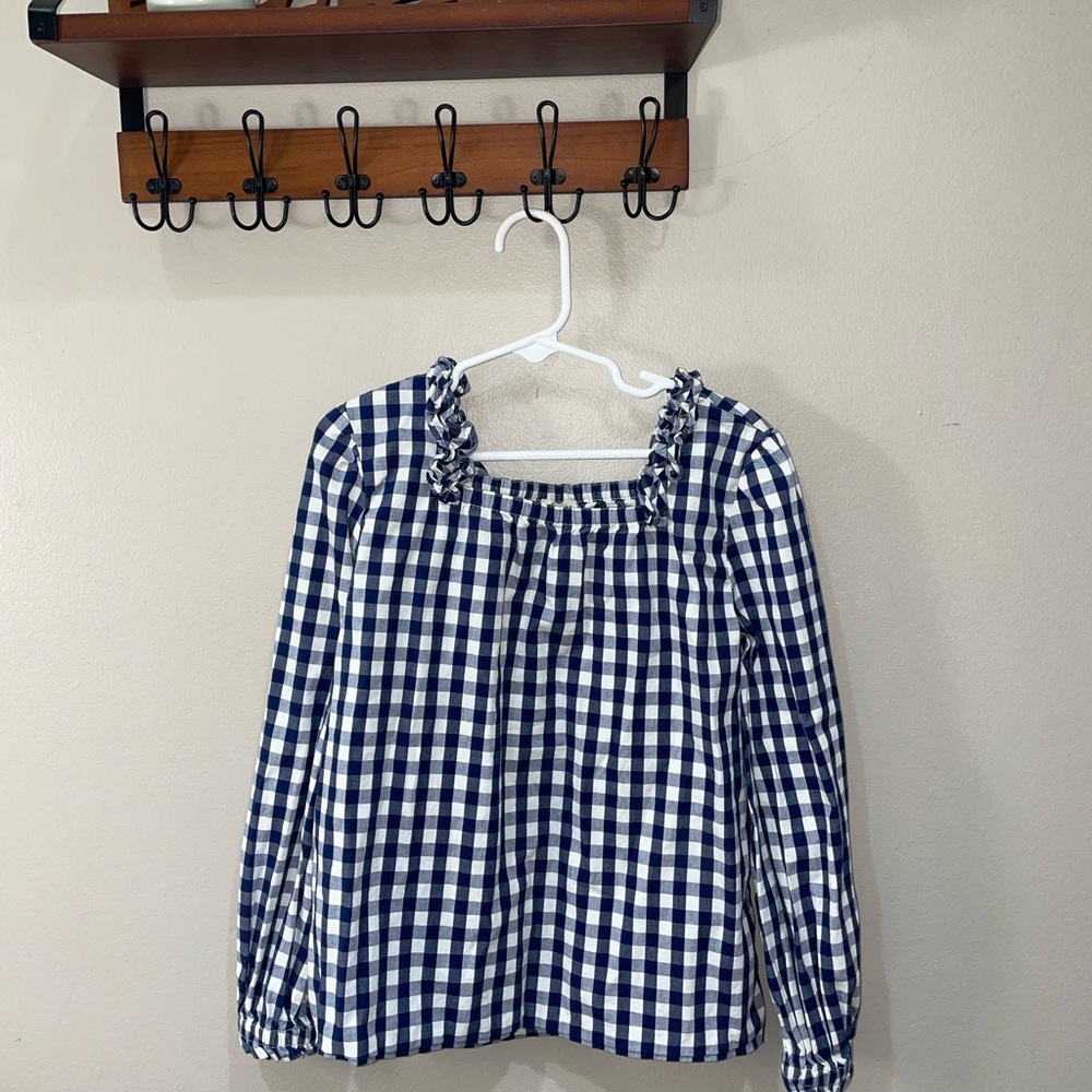 Crewcuts Navy and White Gingham Blouse
